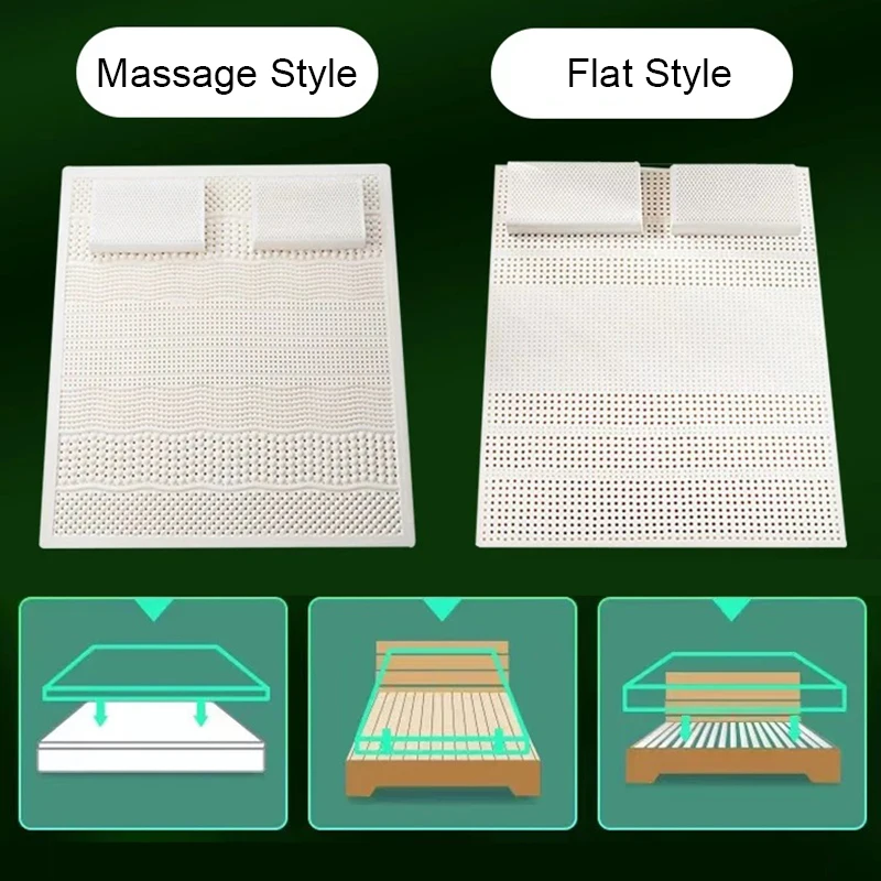 Colchão de Látex Natural com Tampa 100% Importado Colchão de Borracha Pura Natural, Casa Espessada, Tapetes para Almofada Dormitório, 1,8 m de cama