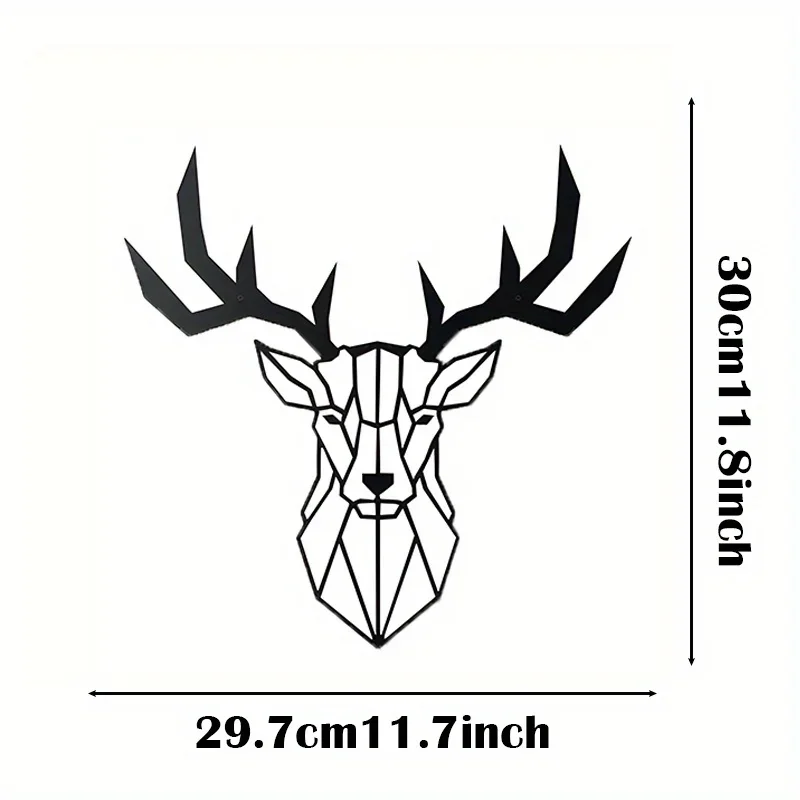 HelloYoung Deer Pattern Black Metal Wall Hanging Crafts, Gift For Wildlife Lovers, Office Living Room Wall Art Wall decor