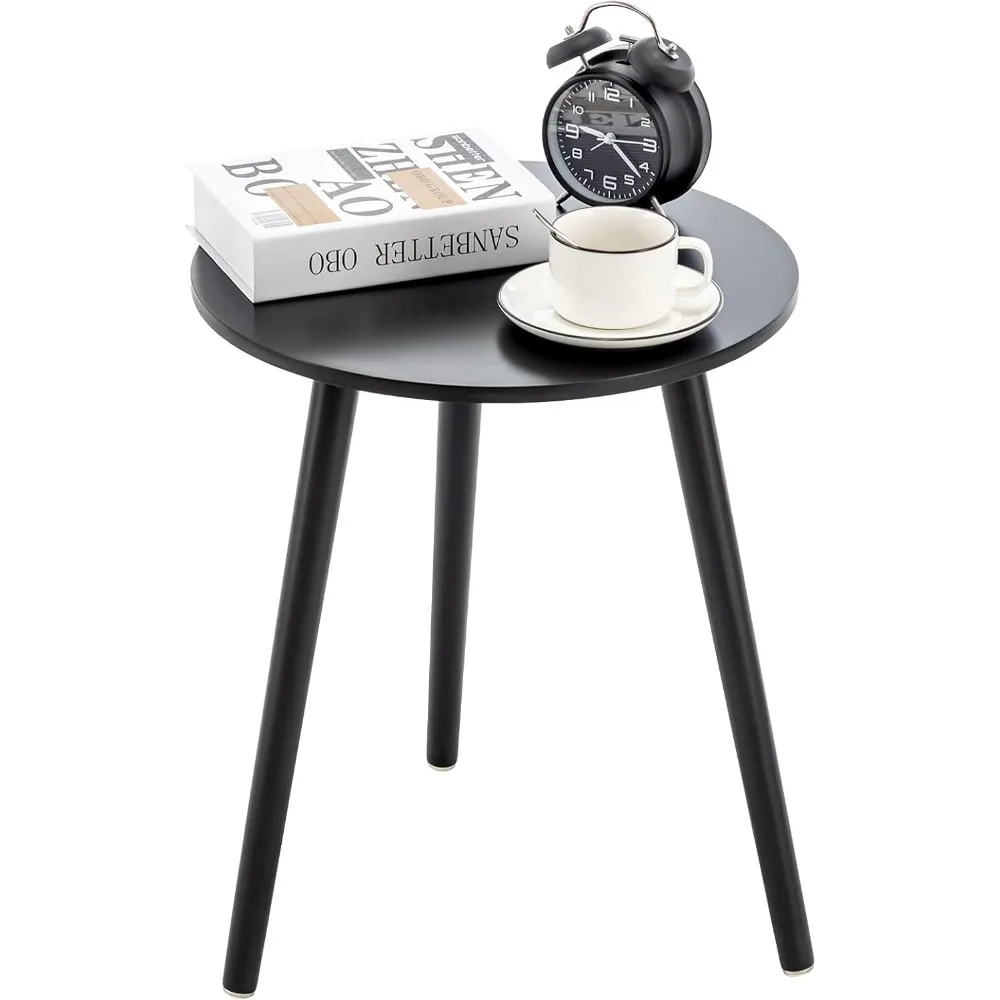 

Round Side Table, Black End Table for Small Spaces, Simple Nightstand for Living Room, Bedroom