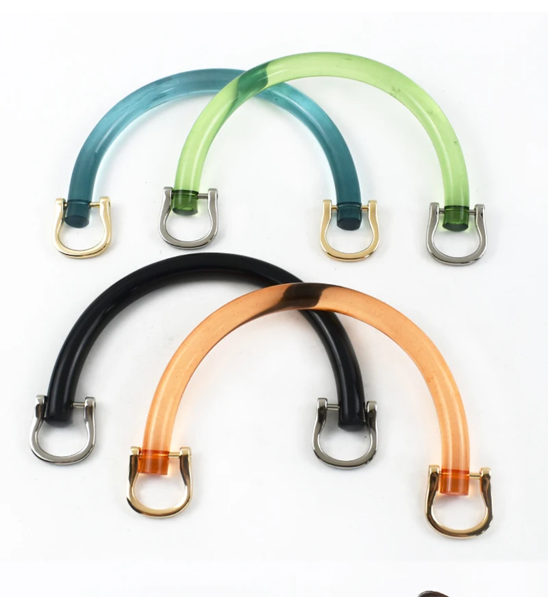 2/4Pcs U-shaped Plastic Bag Handle Acrylic Transparent Purse Frame Kiss Clasp Women Handbag Woven-bag Replace Bags Accessories