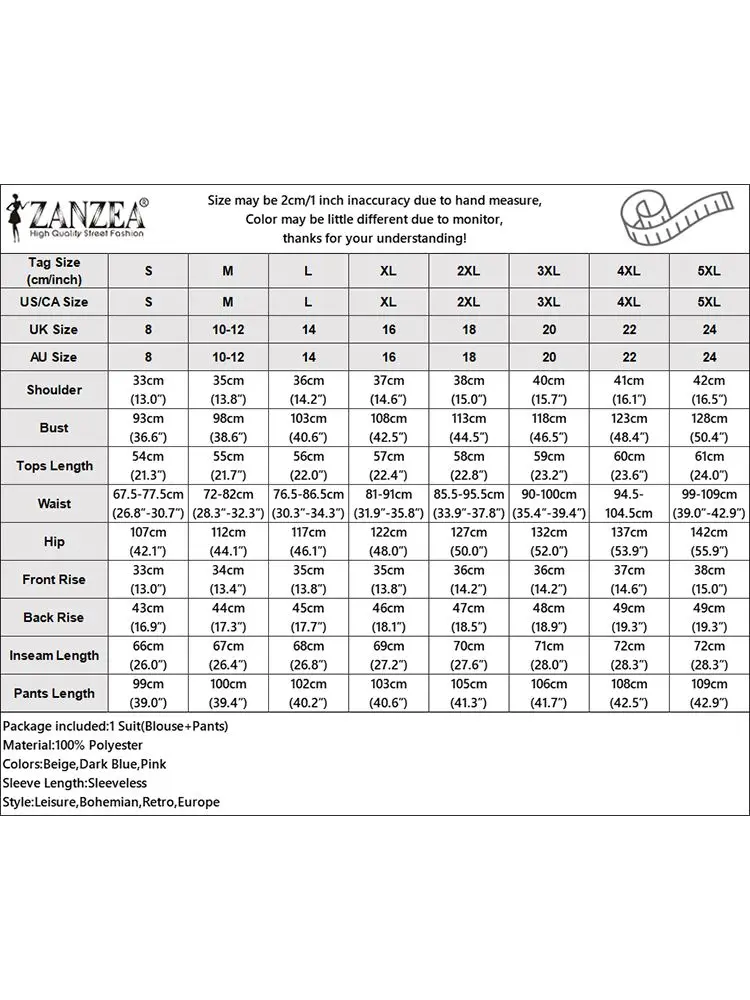 ZAZEA-طقم بدلة رياضية نسائية بزهور ، رقبة طية صدر ، قمصان علوية بدون أكمام ، أطقم بنطال بساق واسعة ، بنطلون بدلات كلاسيكية ، Outifits للصيف ، 2