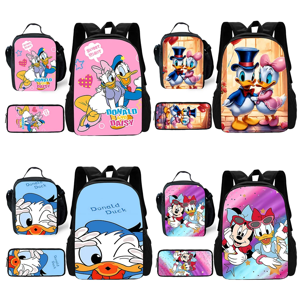 Sac à dos d'école Donald Duck pour enfants, chambres mignonnes, sacs à lunch, sacs à crayons, sacs d'école pour garçons et filles, meilleur cadeau