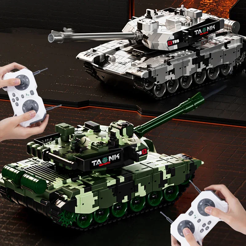 13Ch 2.4G RC戦車車両、スマホアプリで遠隔操作可能、子供用電動発射トラックカー、シミュレーションT90モデル戦車おもちゃ