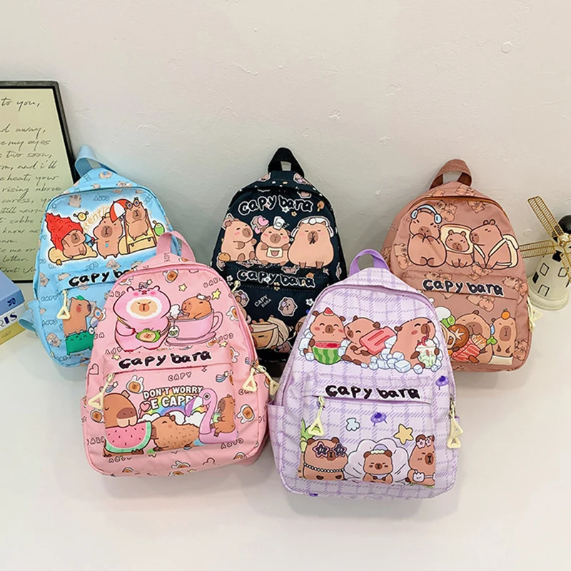 

Large Capacity Capybara Backpack Cartoon Cute Backpack Multipurpose Stain-resistant Students Schoolbag Trendy Printed Backpack