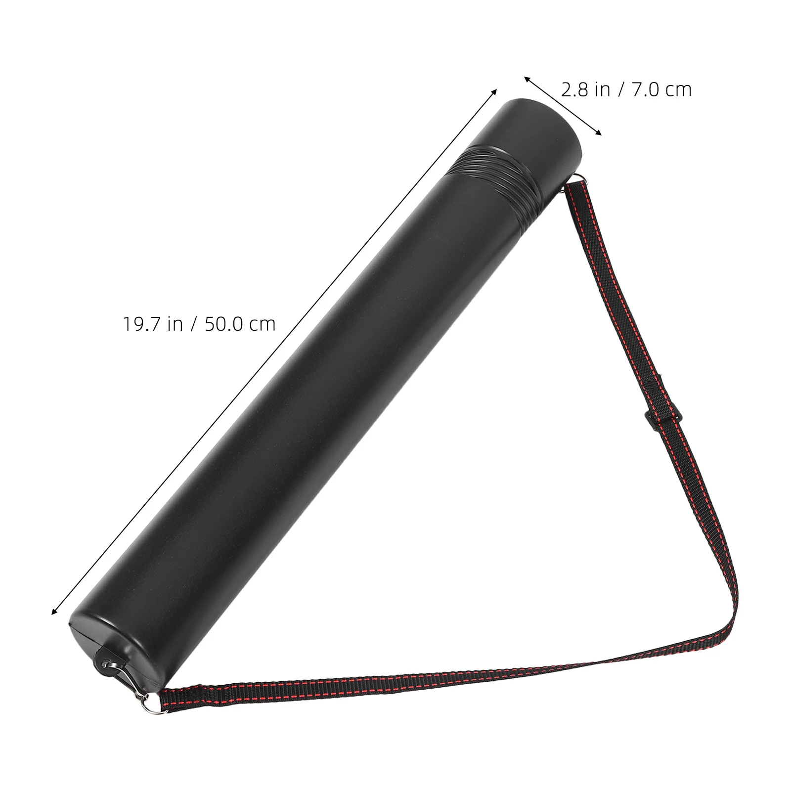 أنبوب رسم تلسكوبي بلاستيكي أسود يوسع من 20 إلى 35 بوصة أنبوب تخزين الملصقات المقاوم للماء حزام قابل للتعديل