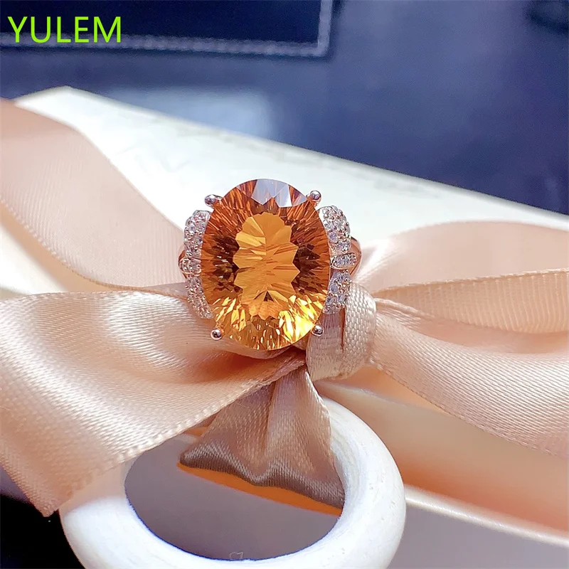 YULEM Designed  Elegant Natural Citrine 10x14mm S925 Silver Delicate Luxury Perfect for Jewelry