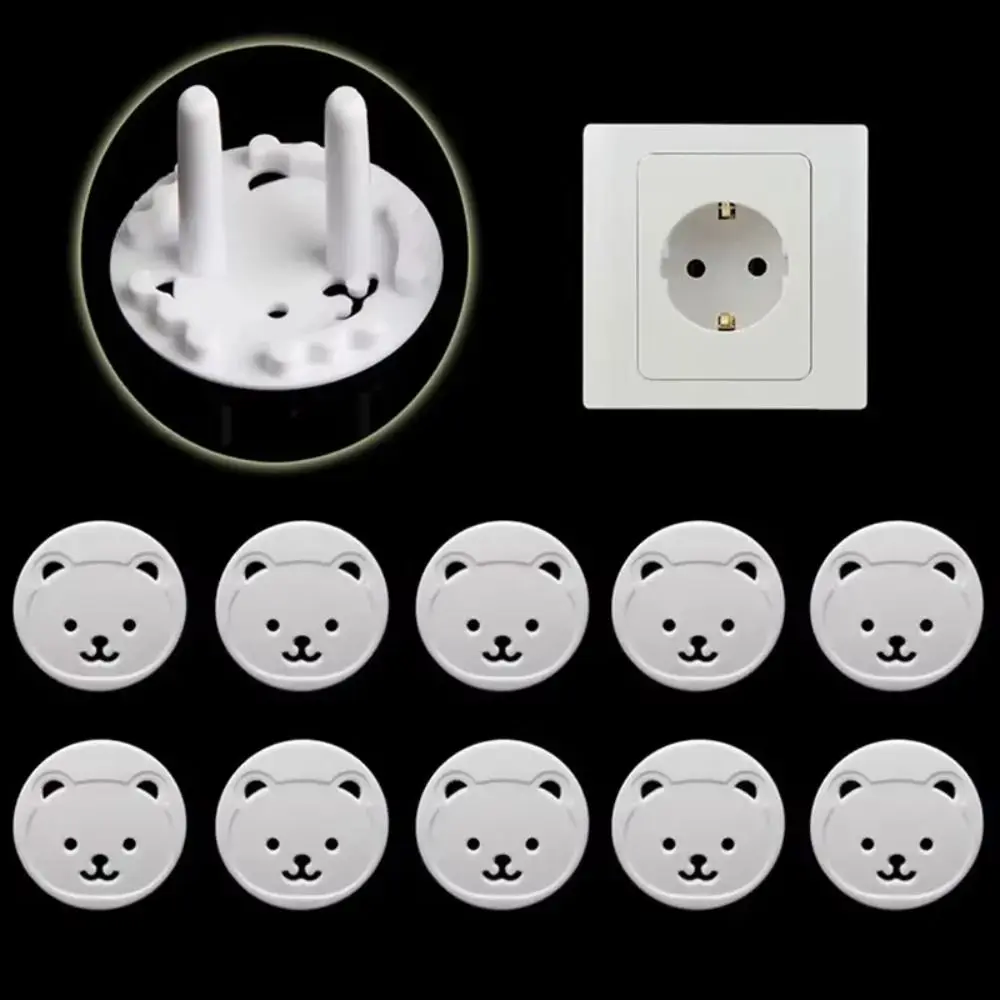 

New Plastic Electric Socket Outlet Cover Bear Two Phase Plug Protection Electrical Outlet Protectors Baby Child Safety