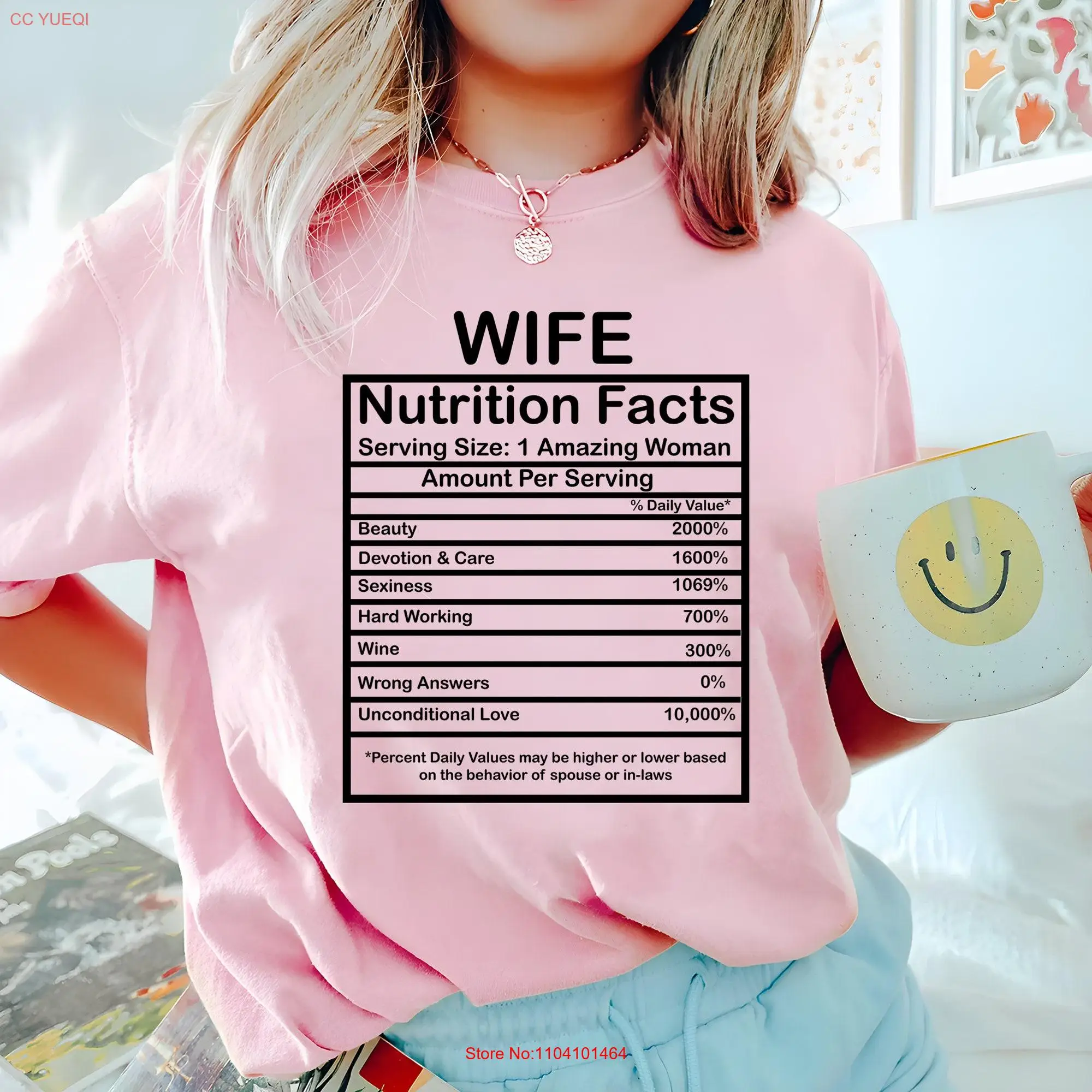 Funny Wife T Shirt Nutrition Sarcastic Saying GifT for s long or short sleeves