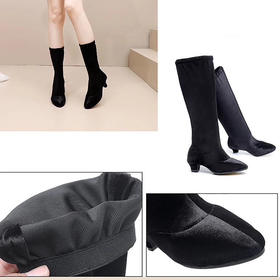 Botas de dança sola macia das mulheres ao ar livre mongol salão de dança latina botas primavera outono jazz ballet sapatos ao ar livre saltos bombas