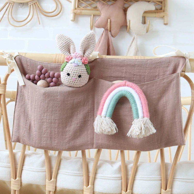 Bedside Storage Bag Baby Crib Organizer Hanging Bag for Dormitory Bed Bunk Hospital Bed Rails Book Toy Diaper Pockets Bed Holder