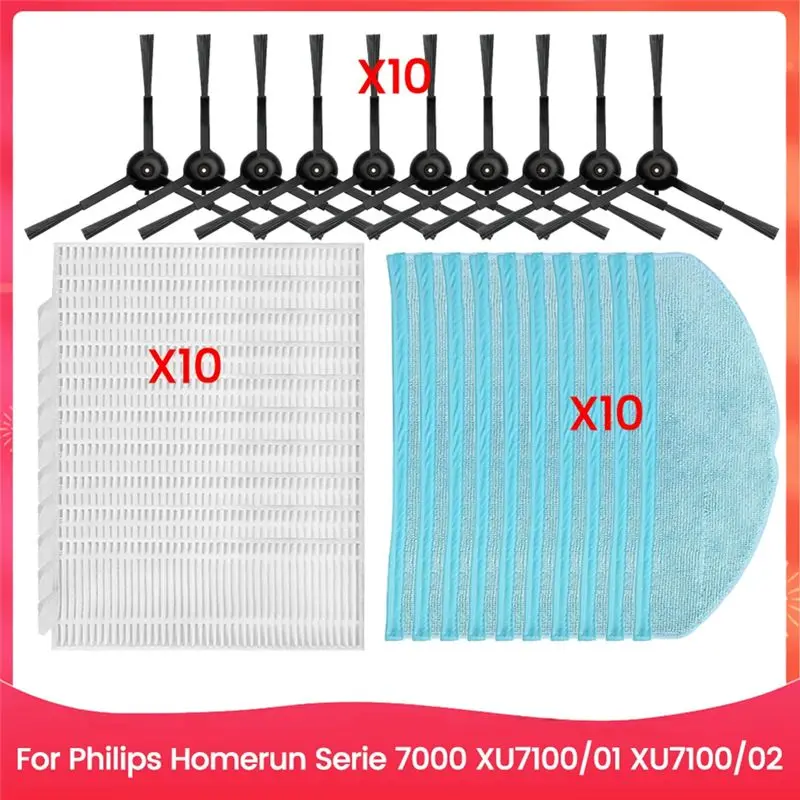 B30B Vacuum Cleaner Parts for Homerun Serie 7000 XU7100/01 XU7100/02 Side Brush Hepa Filter Mop Cloth Cleaning Accessories