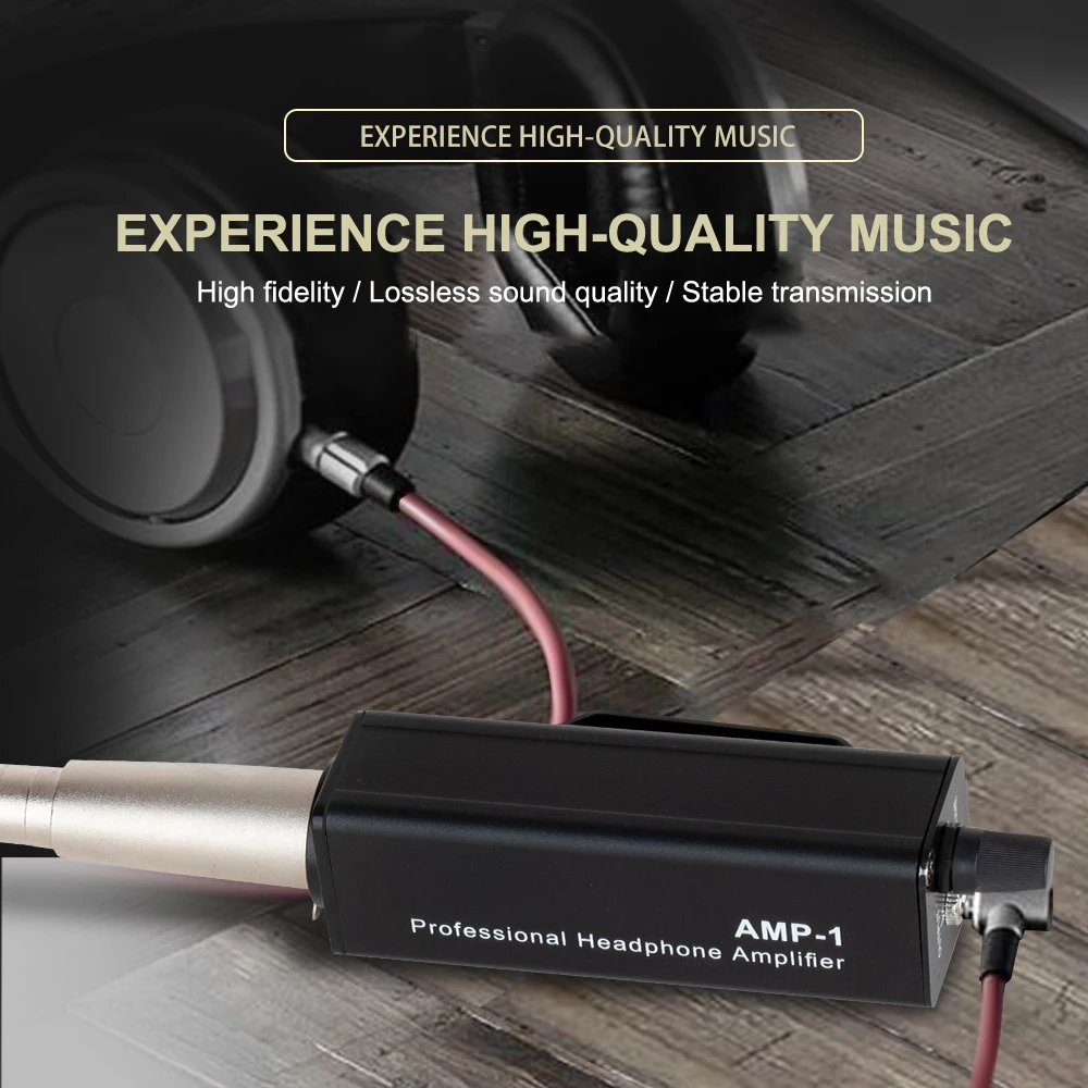 Universal to 3.5mm Headphone Amplifier with Output Volume Control Mini Portable HIFI Headphone Amplifier Clip Mount