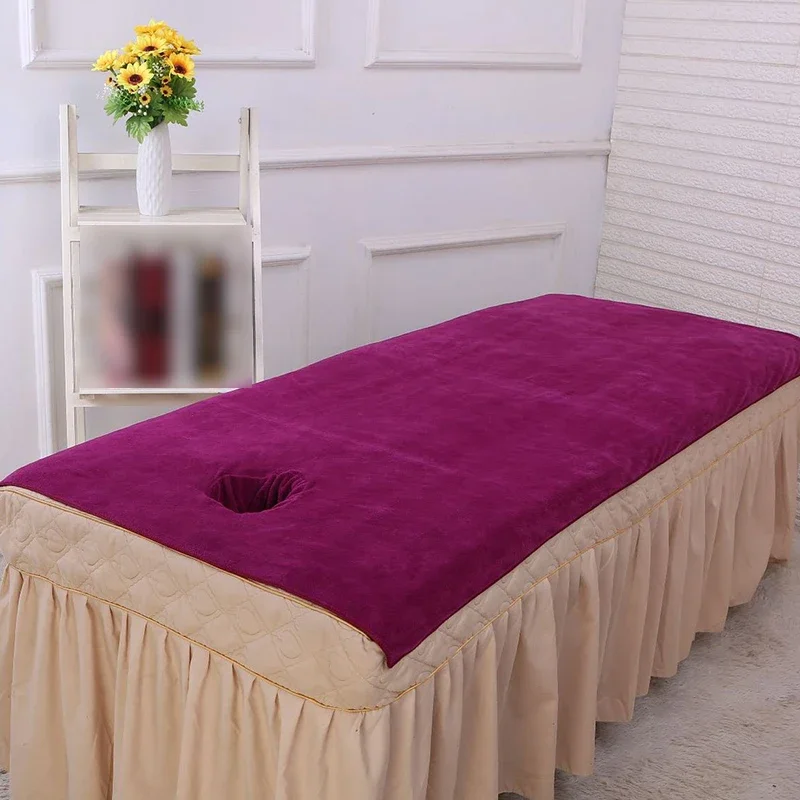 Superfine Fiber Soft Beauty Salon Bed Towel With Hole SPA Massage Bed Table Cover Massage Physiotherapy Thicken Bath Towel