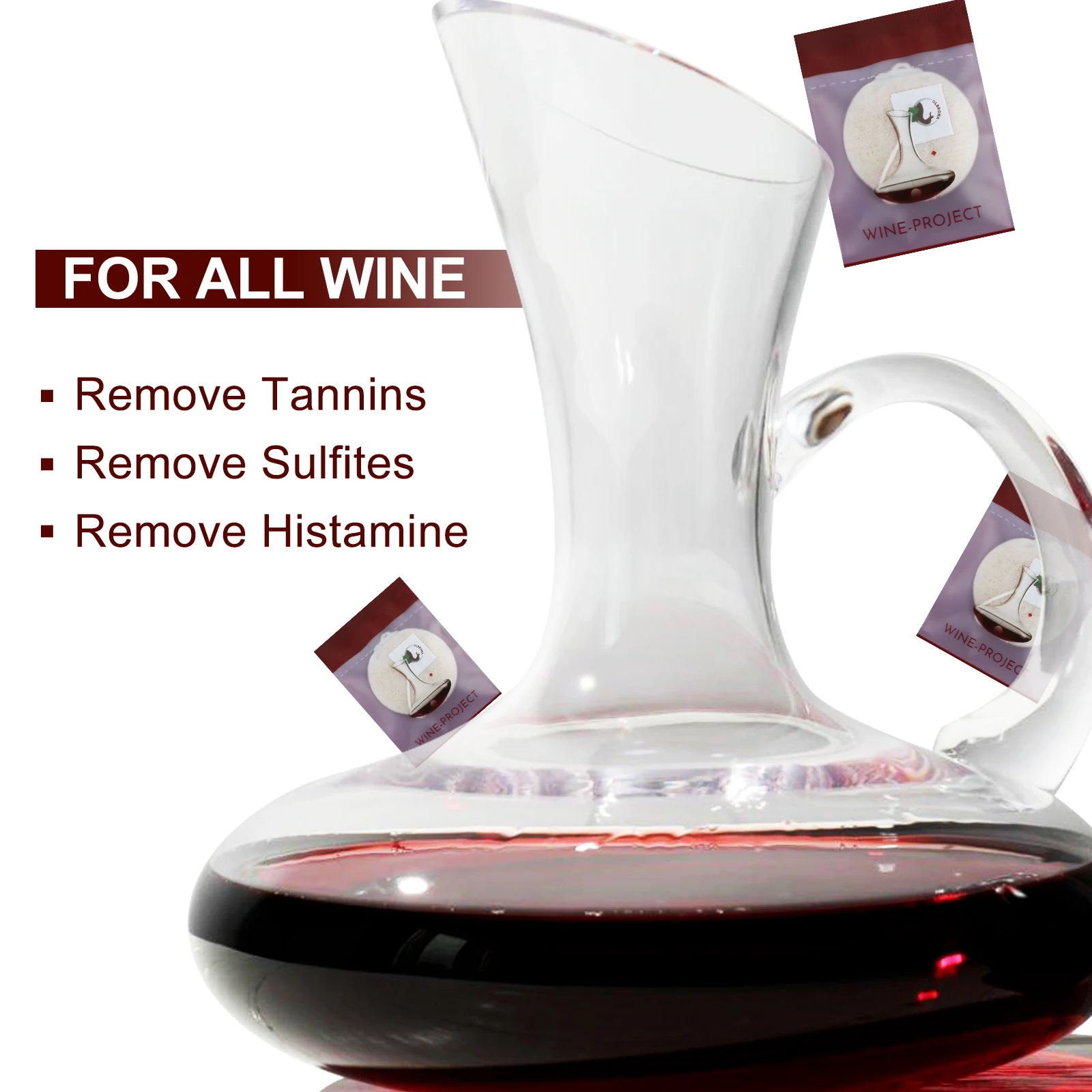 Wine Wand Wine Filter Histamine and sulfite remover, Wand Wine Purifier, Wine Wand Filter for Decanter (pack of 4)