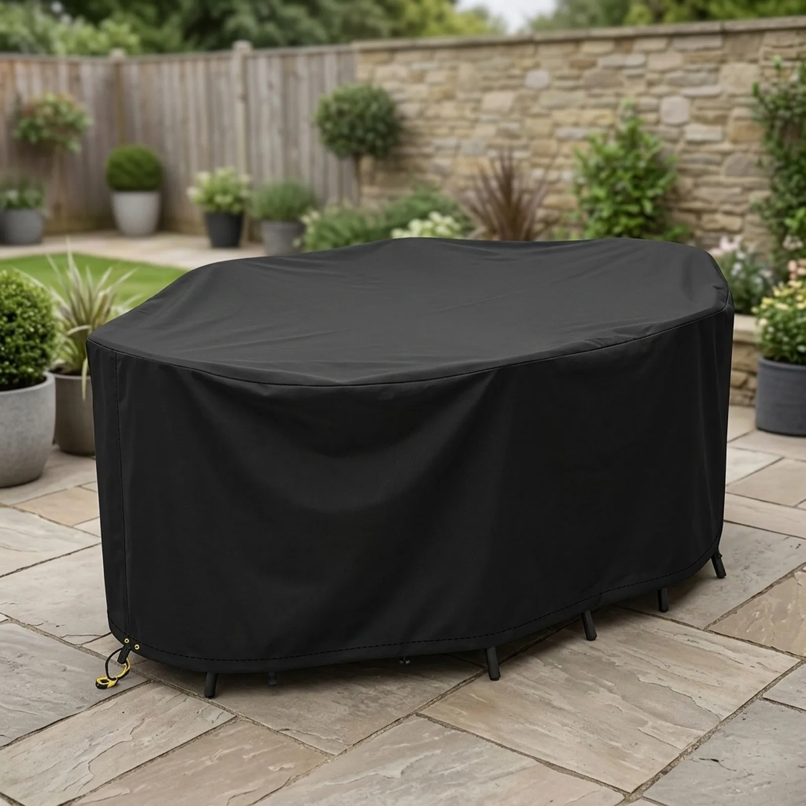 Weather Resistant 210D Oval Table Cover Secure Drawstring for Windy Conditions Suitable for Various Outdoor Furniture