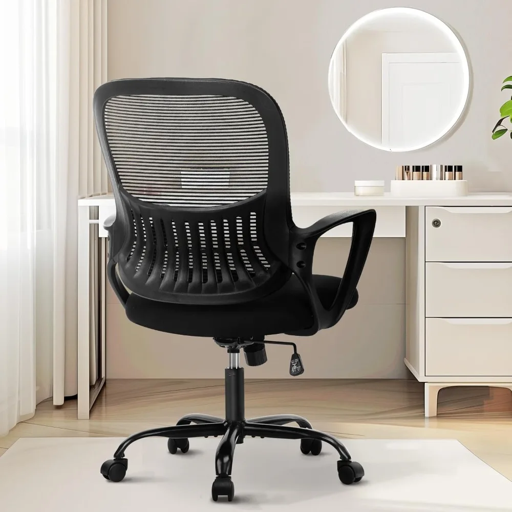 

Office Computer Desk Managerial Executive Chair, Ergonomic Mid-Back Mesh Rolling Work Swivel Chairs with Wheels