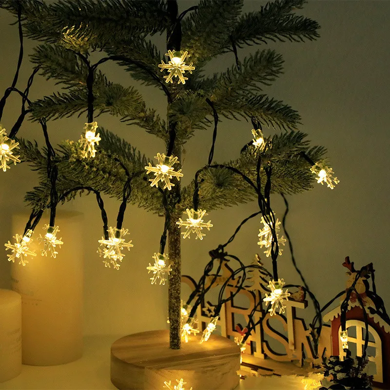 الشمسية LED ندفة الثلج سلسلة أضواء 8 طرق للماء الجنية سلسلة أضواء في الهواء الطلق احتفالي فناء عطلة حديقة ديكور #6