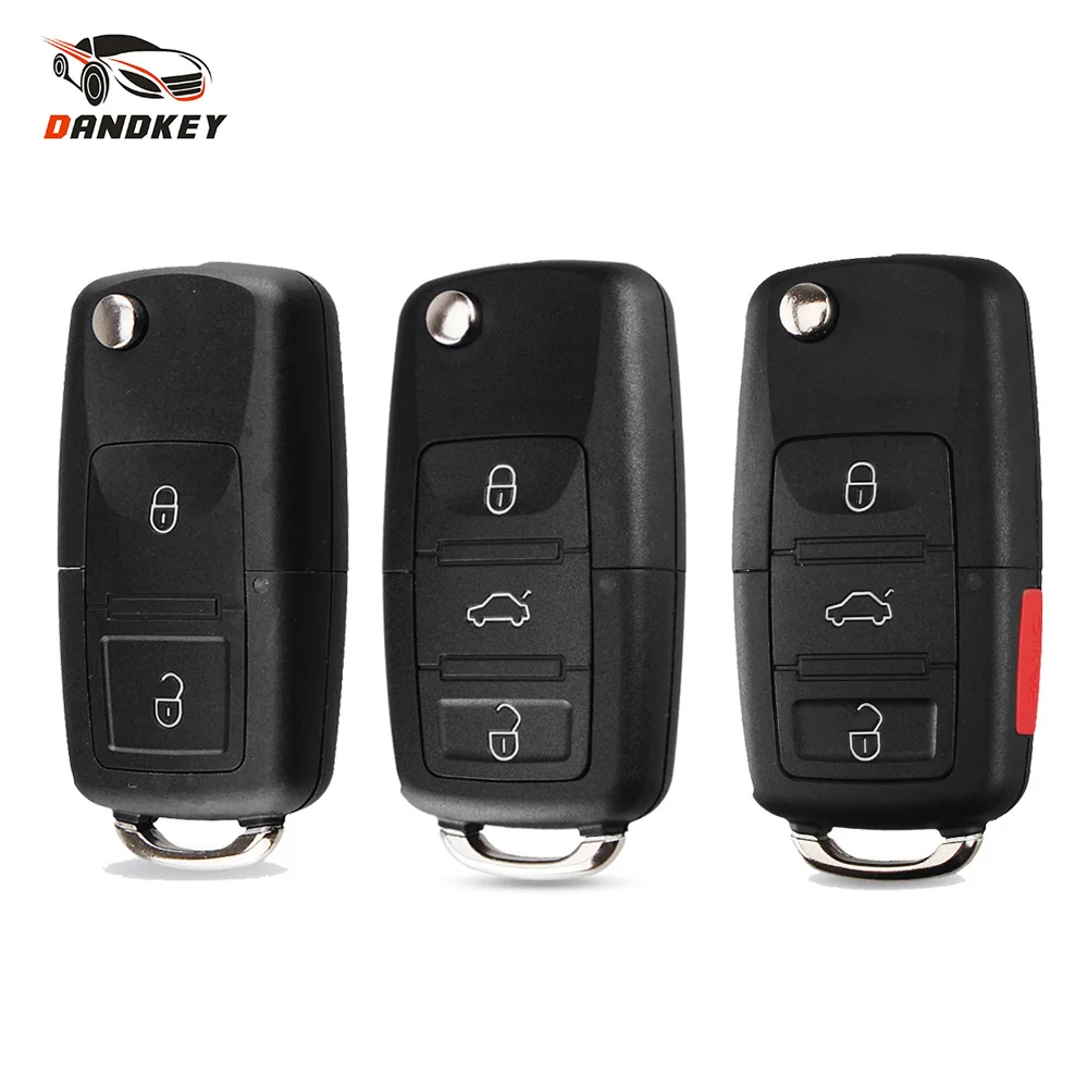 Dandkey 2/3/4 Button Remote Flip Folding Car Key Shell Replacement for VW Volkswagen MK4 Bora Golf 4 5 6 Passat Polo Bora Touran