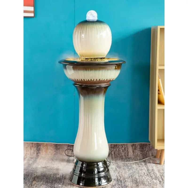 Make a Fortune as Endless as Flowing Water Decoration Ceramic Circulating Water Home Humidification Fountain Office Entrance