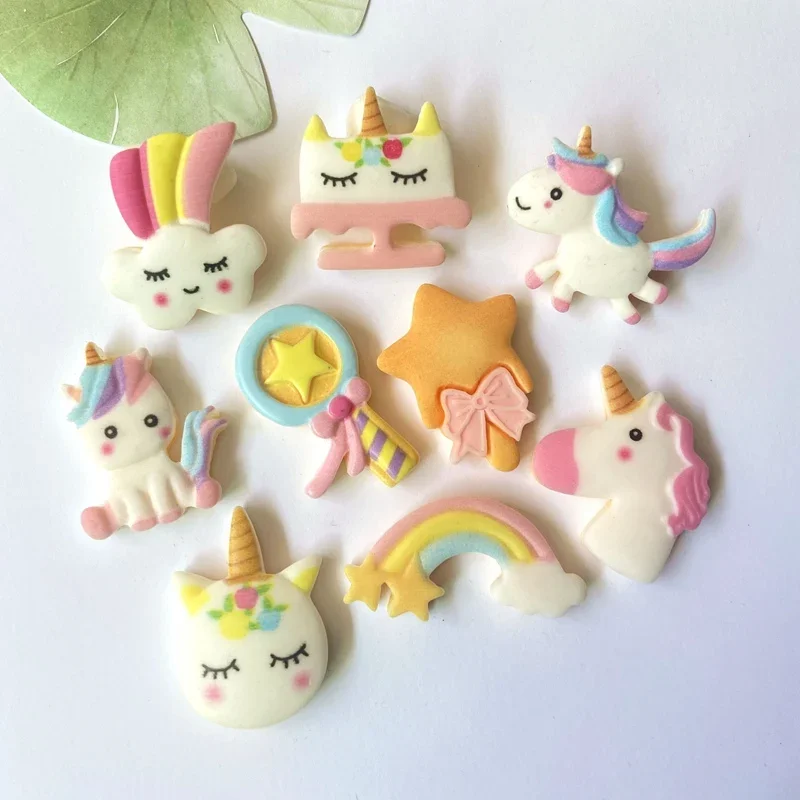 10Pcs Lovely Resin Unicorn Cabochon Colorful Rainbow Flatback Hair Embellishment Ornament Applique DIY Wedding Scrapbook image 2
