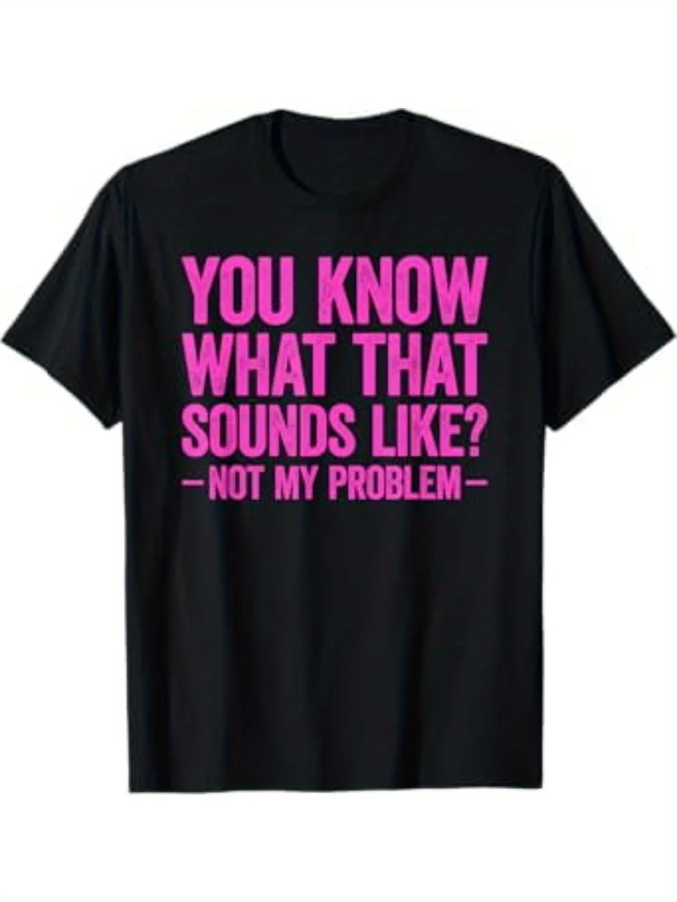 

Men's Funny "Not My Problem" T-Shirt - 180gsm Cotton Black/Pink Sarcastic Print, Regular Fit Tee