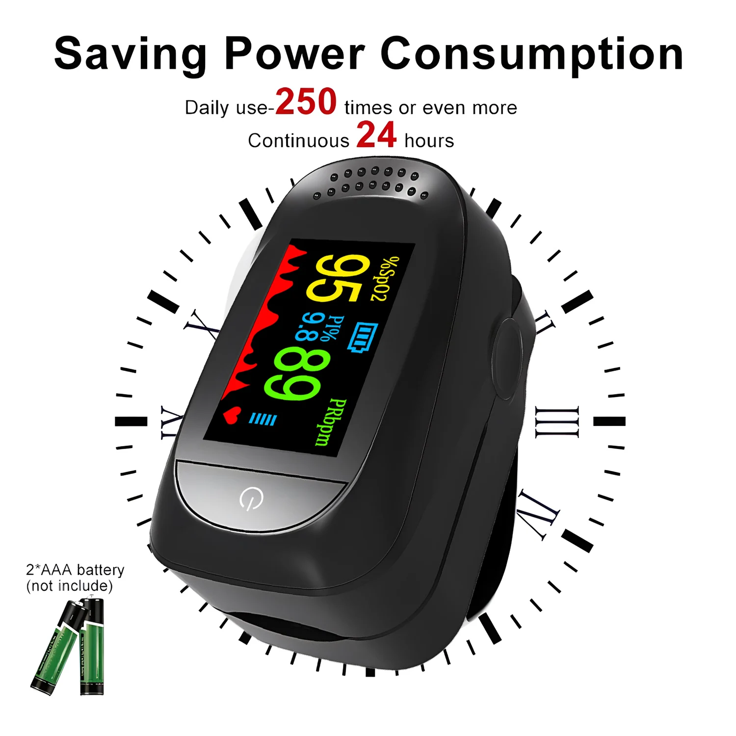 1Pc Pulsoximeter Tft-Display In Spo2 Pi-Functie Bloedzuurstofmeter Vingerclip Hartslagpulsbewaking Voor Thuisgezondheid Mo