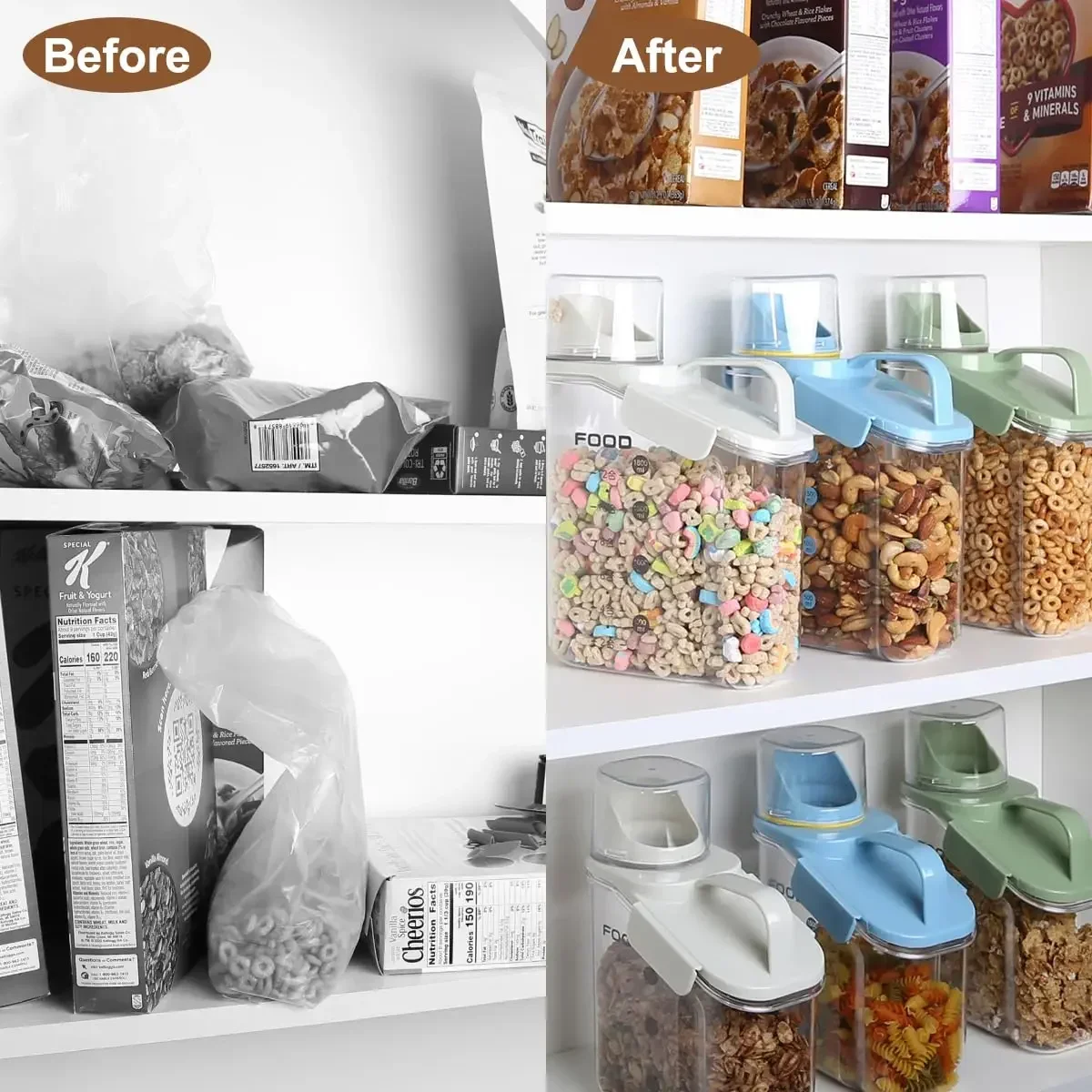 1.2/1.6/2/2.8L Cereal Containers Storage,2L Airtight Large Dry Food Storage Containers with Measuring Cup for Flour and Grain