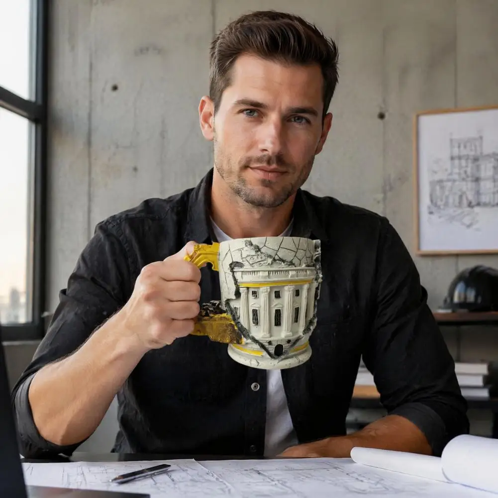 Excavator Mug for Coffee Excavator Shape Mug with Ergonomic Handle Resin Retro Texture Drinkware Unique 450ml for Office for Men