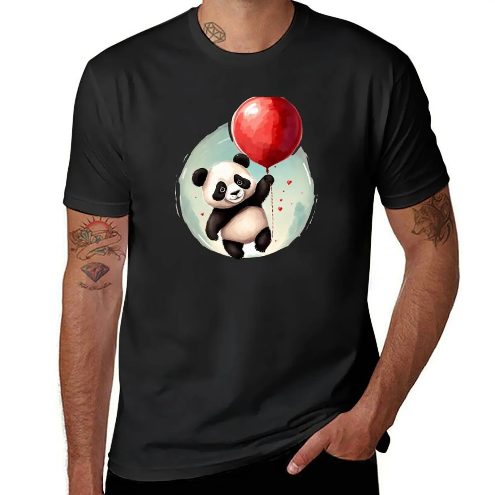 Panda bear with balloon T-Shirt customs design your own heavyweights men t shirts