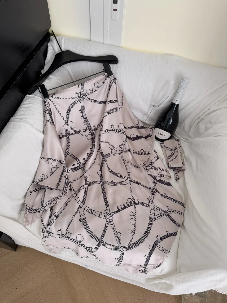 Clothland Women Vintage Chain Print Shirt Dress Sashes One Shoulder One Sleeve Backless Retro Mini Dresses Vestido QE196