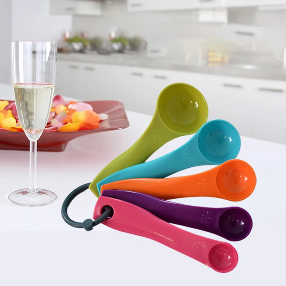 5-Piece Kitchen Measuring Spoons Set Baking Tools With Graduated Spice Spoons Plastic Measuring Cup Coffee Spoon Kitchen Gadgets