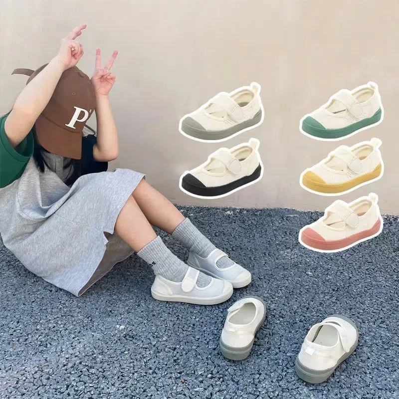 

Children's Canvas Shoes Boys and Girls Candy Color Soft Soled Small White Shoes Kindergarten Indoor Casual Sports Shoes