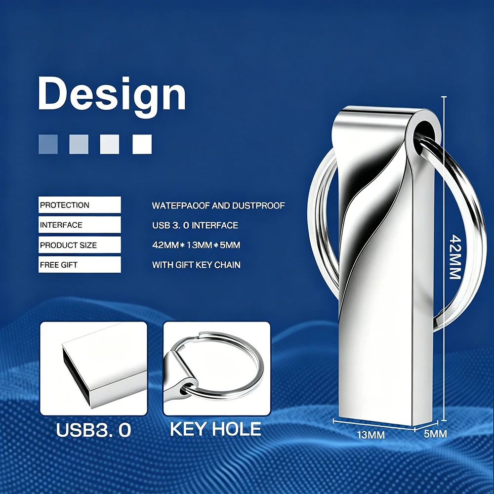USB3.0 Metal USB Flash Drive 128GB Gold Memory Stick 64GB Mini Pen Drive 32GB Business Gift USB Stick 16GB for Laptop U Disk 8GB