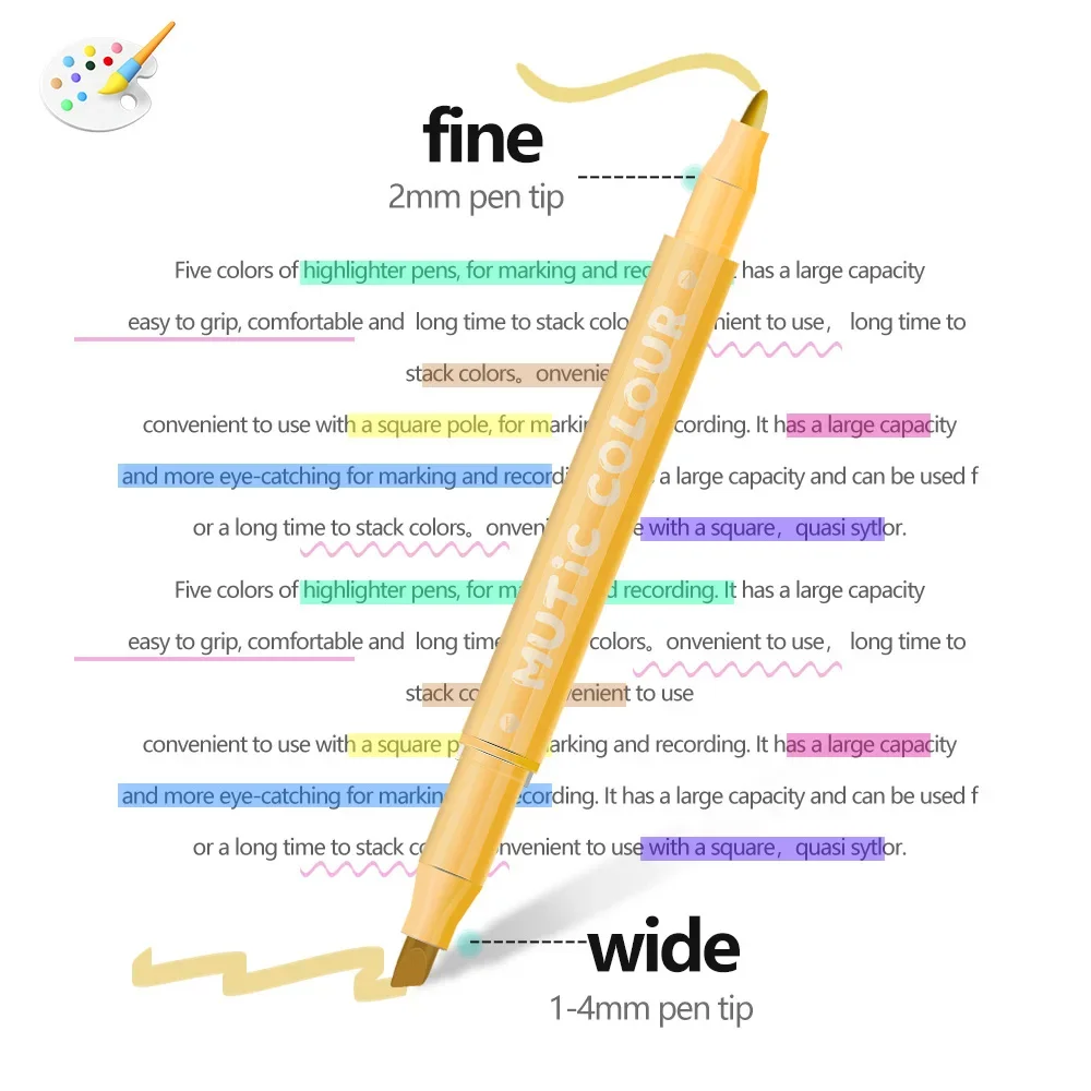 Double HEAD Highlighter ปากกาชุดน้ําล้างทําความสะอาดได้ MARKER ปากกาแปรงปลายเฉียง Journaling สมุดภาพ Highlight เครื่องเขียน