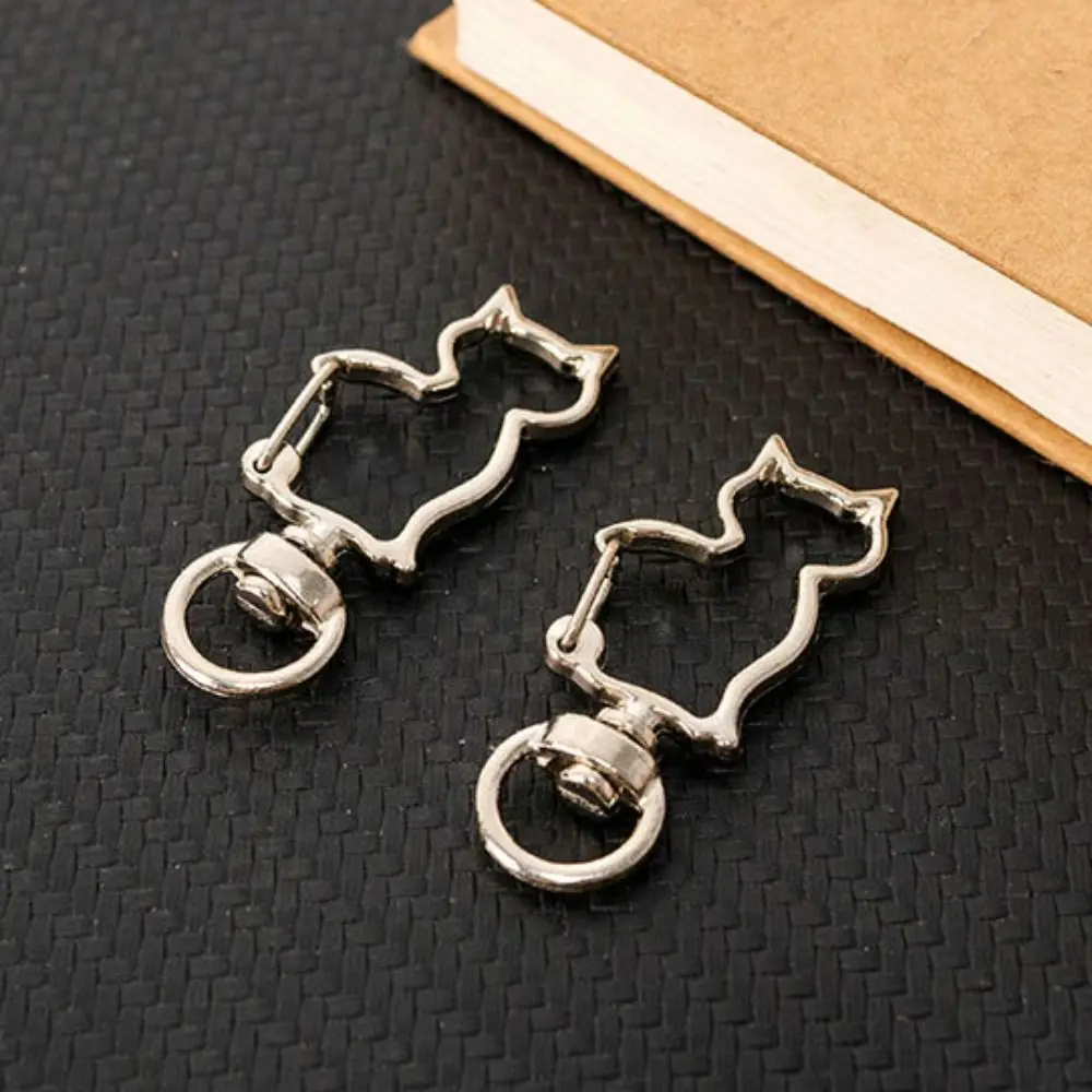 Gold Silver Plated Keyring Making Cat Lobster Claw Clasp Cat Connecting Ring Split Key Ring Connector DIY Keychain Buckle