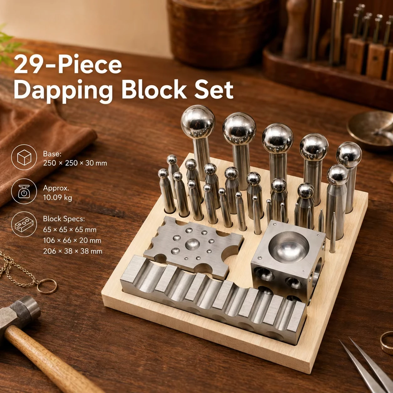 Juego de Herramientas y Equipo - Dapping Block And Punch Set Jewelry Doming reseña y precio