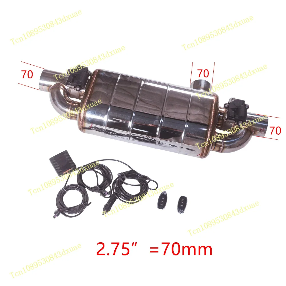 Universal Exhaust Muffler with Valve SUS304 6MM 63MM 70MM 76MM