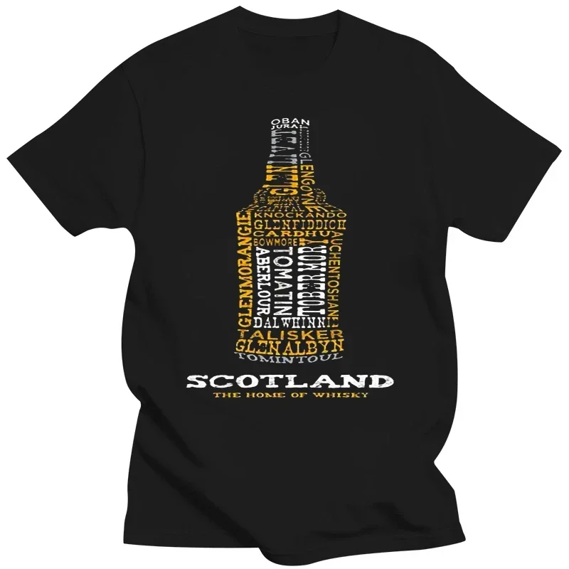 Camiseta de manga corta Harajuku para niños, camisa con estampado de "el hogar del Whisky" de Escocia, con botella llena de Malt famoso, A la moda, novedad de 2019