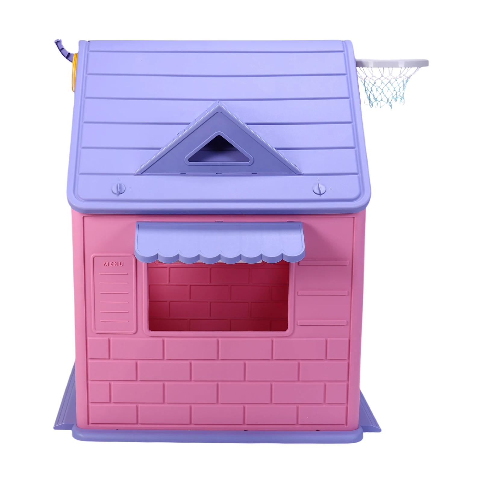 

Kids Playhouse with Basketball Hoop Dartboard Plastic Playhouse Outdoor Playhouse for Toddlers