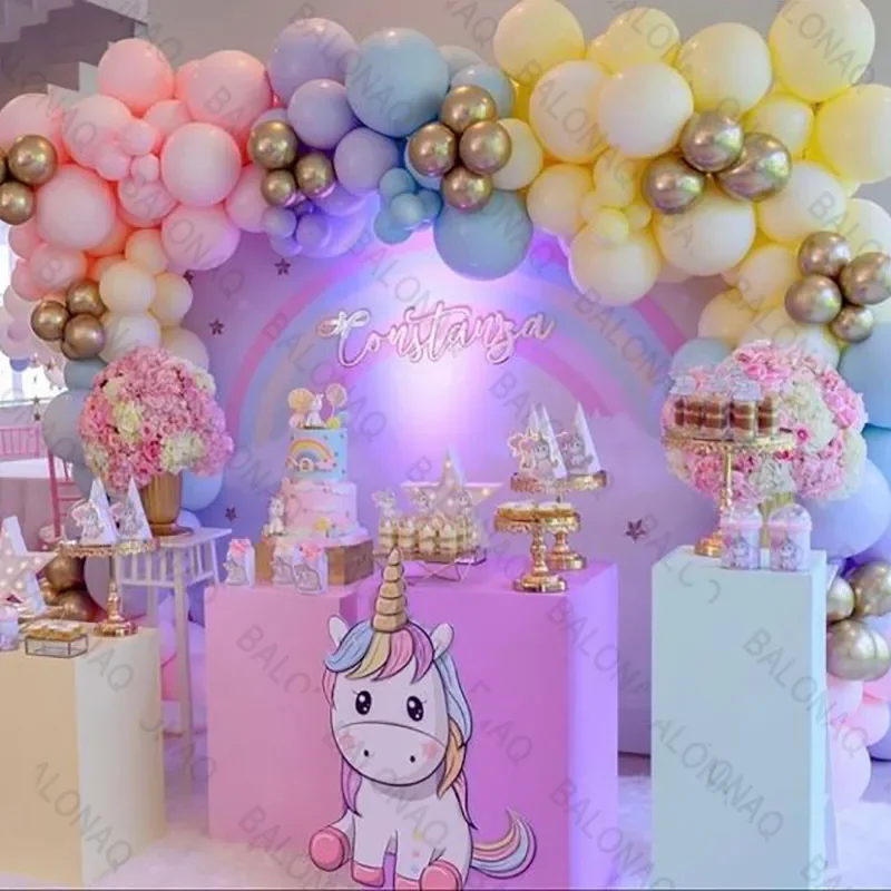 93Pcs Regenbogen Einhorn Geburtstag Dekoration Luftballons Set Mädchen Rosa Latex Ballon Geburtstag Liefert Baby Dusche Luft Globos