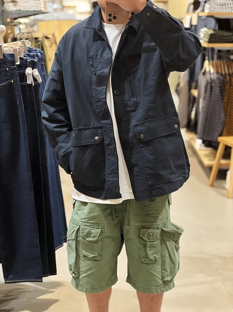 

Ретро-куртка в рабочем стиле, свободного кроя, с множеством карманов, широкие брюки-карго, молодежная трендовая верхняя одежда, хлопковая куртка с длинными рукавами и воротником