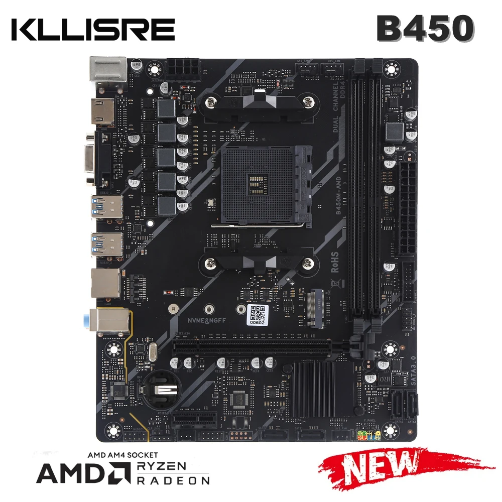 

Материнская плата Kllisre B450 B450M, двухканальная DDR4, поддержка процессора Ryzen AM4 SATAIII M.2 NVME
