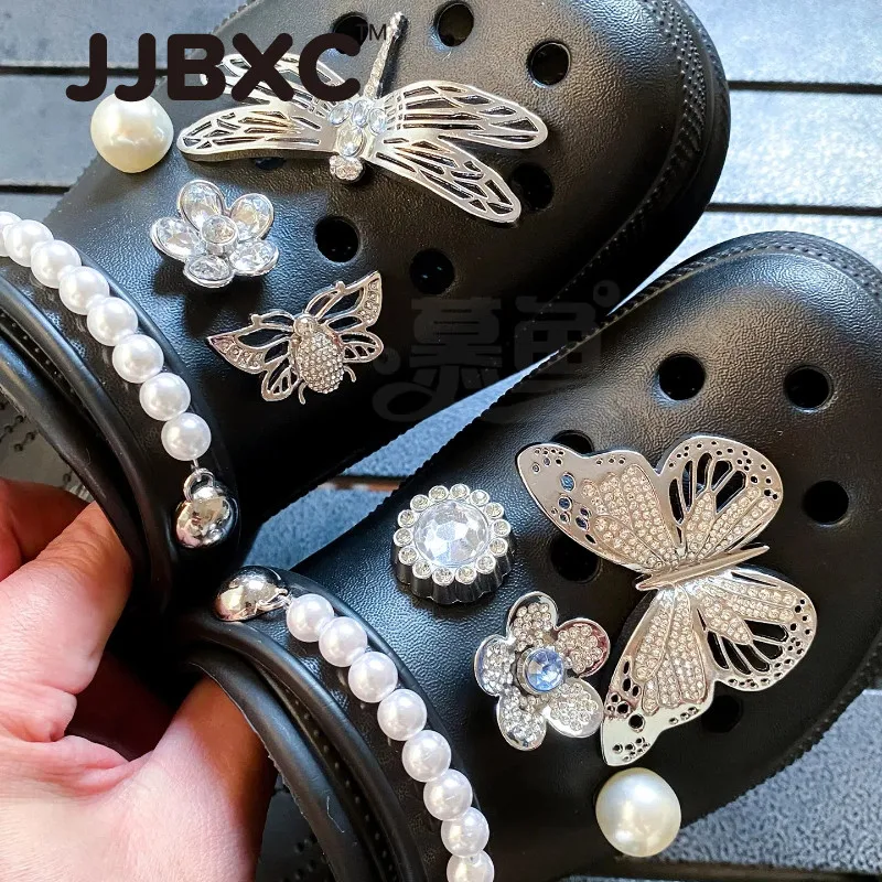 JJBXC CHARM Metal Shoe Buckle cross Shoe Accessories Silver shoe accessories DIY Fashion Shoe Accessories