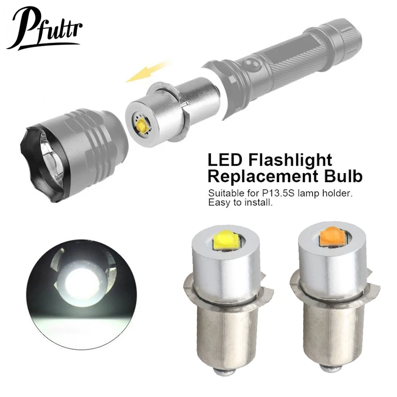 

1Pcs P13.5S 3W DC3V-12V DC6V-24V LED Upgrade Lamp Bulb Flashlight Replacement Bulb Torch Emergency Light Bulbs Work CD Cells