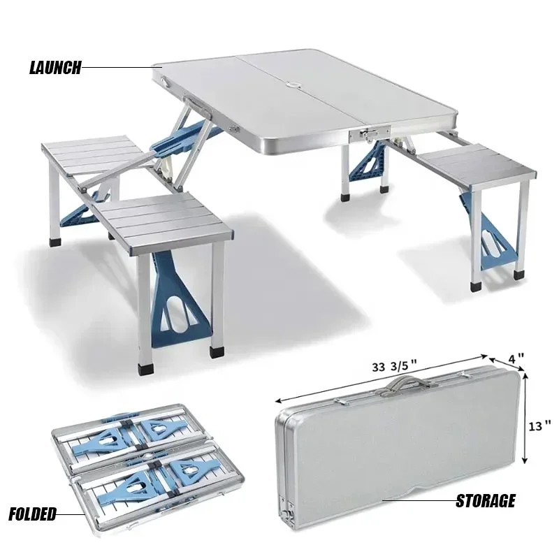 

Folding Adjustable Aluminum Alloy Lightweight Outdoor Portable Picnic Camping Chair And Table Set With 4 Seats