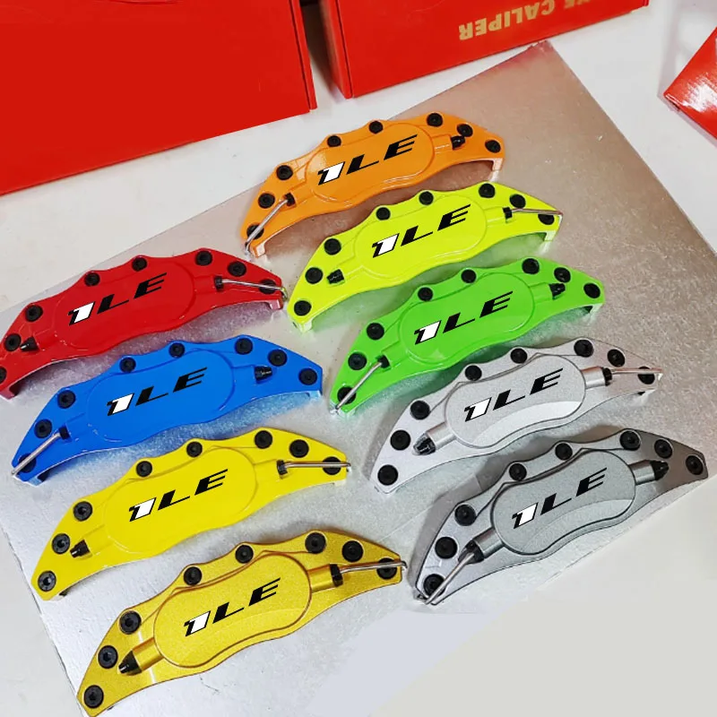 4 Pcs Metal Car Wheel Brake Caliper Covers With 1LE Black Logo Fixing By Glue (Come Without Glue)  Size L & Size M
