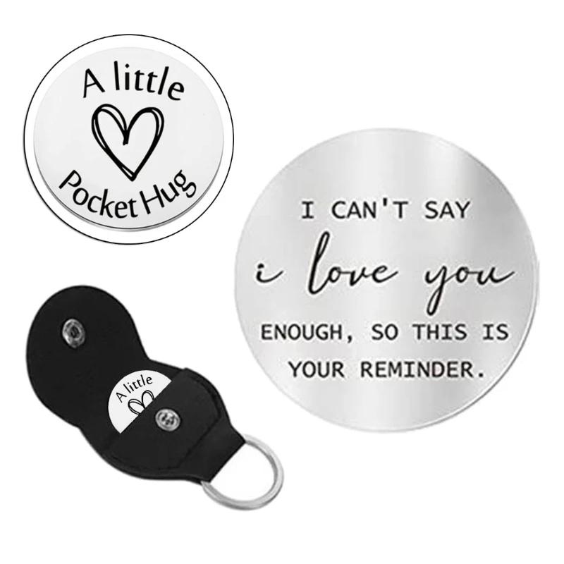 Motivational Keychain for Family Friends Double Sided PU Keyring Stainless Steel PU Key Holder  Jewelry Gift