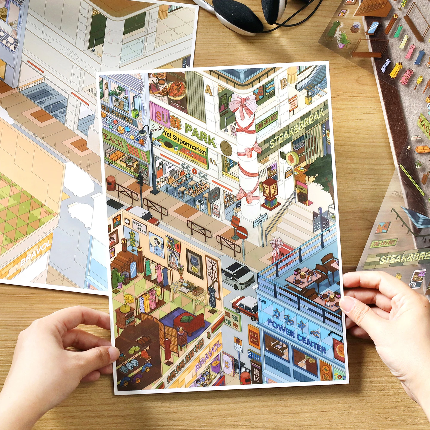 Today's Opening Series 47th round 2.5D Large Edition Landscape Sticker Handmade DIY Decompression Decal for Creative Crafts