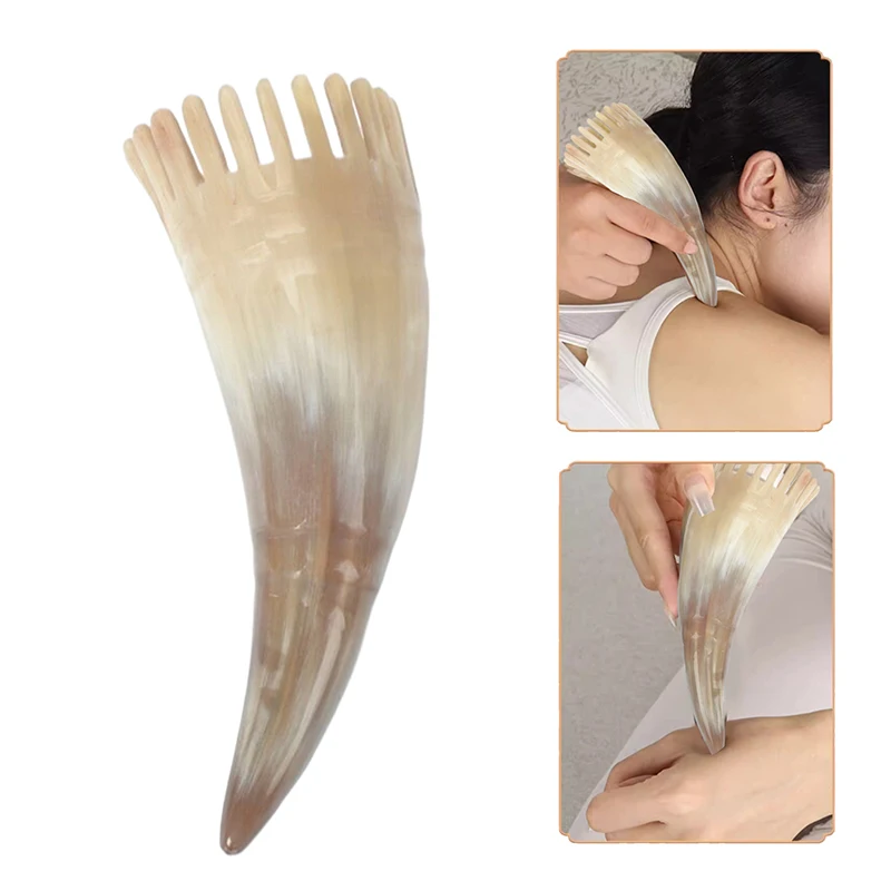 

1Pcs Cow Horn Hair Scrubbing Combs Clean Scalp Head Meridian Massagebrush Wide Tooth Cow Horn Comb Barber Hairdressing Tools