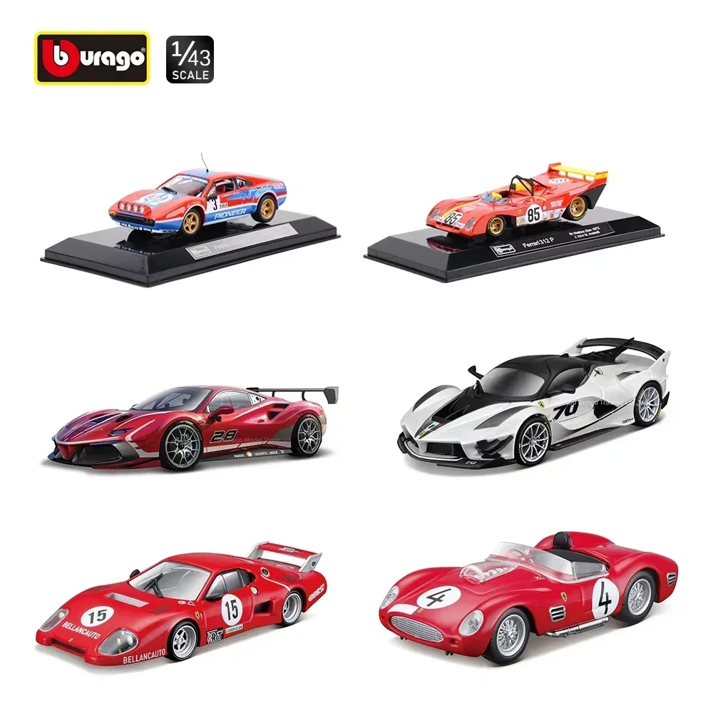 

Bburago 1:43 Ferrari Bugatti Porsche 963 Alfa Romeo Racing simulation miniature car alloy Ferrari collection display gift for ki